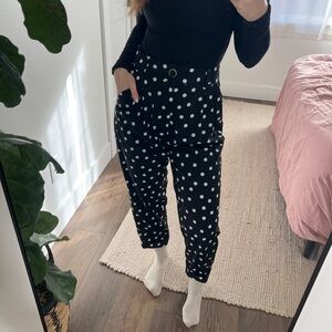 Chic Black and White Polka Dot Trousers